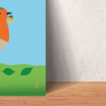 affiche rouge-gorge colorée chambre enfant