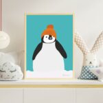 affiche colorée pour chambre enfant bébé pingouin