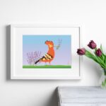 Affiche huppe fasciée avec tulipes