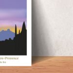 Affiche Paysage du Sud Le Pilon du Roi vu d'Aix en Provence à l'aube et pie bavarde
