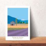 Affiche Paysage du Sud Mont Ventoux lavandes et guêpier1