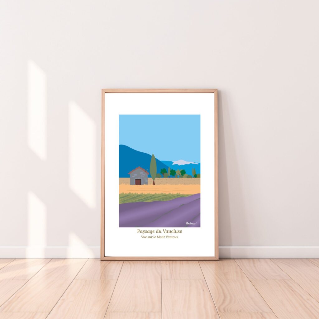 Affiche Paysage du Sud Mont Ventoux lavandes et guêpier1