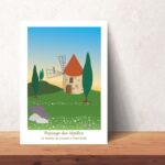 Affiche Paysage du Sud le Moulin de Daudet à Fontvieille et guêpier