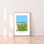 Affiche Paysage du Sud Promenade Rose à St Cyr sur Mer, oiseaux de paradis et goéland en vol