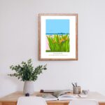 Affiche Paysage du Sud Promenade Rose à St Cyr sur Mer, oiseaux de paradis et goéland en vol