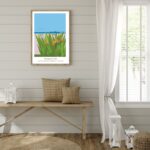Affiche Paysage du Sud Promenade Rose à St Cyr sur Mer, oiseaux de paradis et goéland en vol