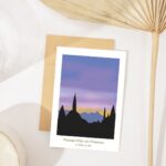 Illustration paysage du Sud vue sur le Pilon du Roi depuis Aix en Provence oiseau pie bavarde lever du soleil