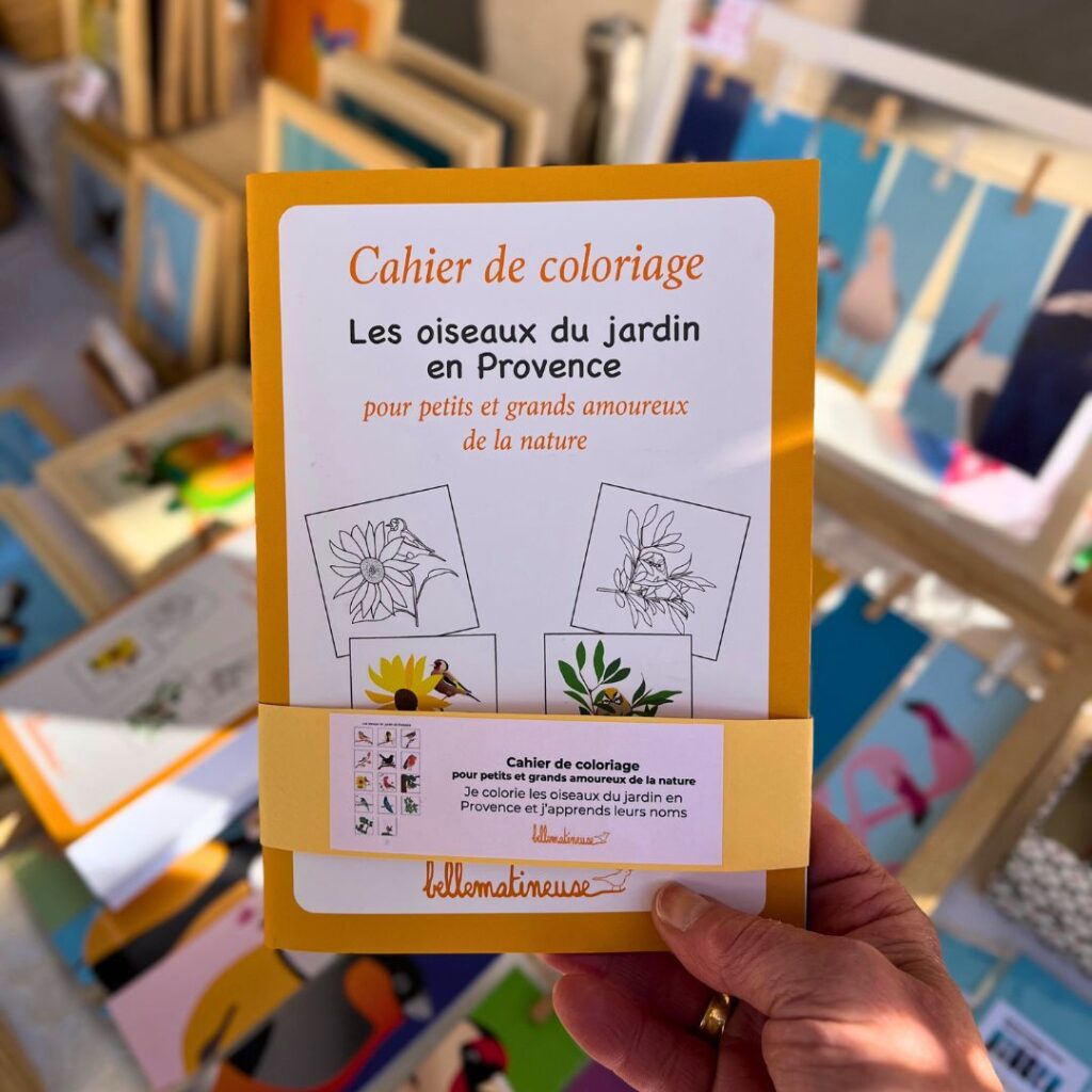 Cahier de coloriage Les oiseaux du jardin en Provence créé et imprimé en Provence