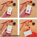 Etiquettes de Noël colorées, gaies et originales avec des oiseaux made in France