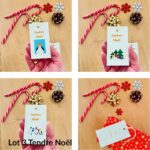 Etiquettes de Noël colorées, gaies et originales avec des oiseaux made in France