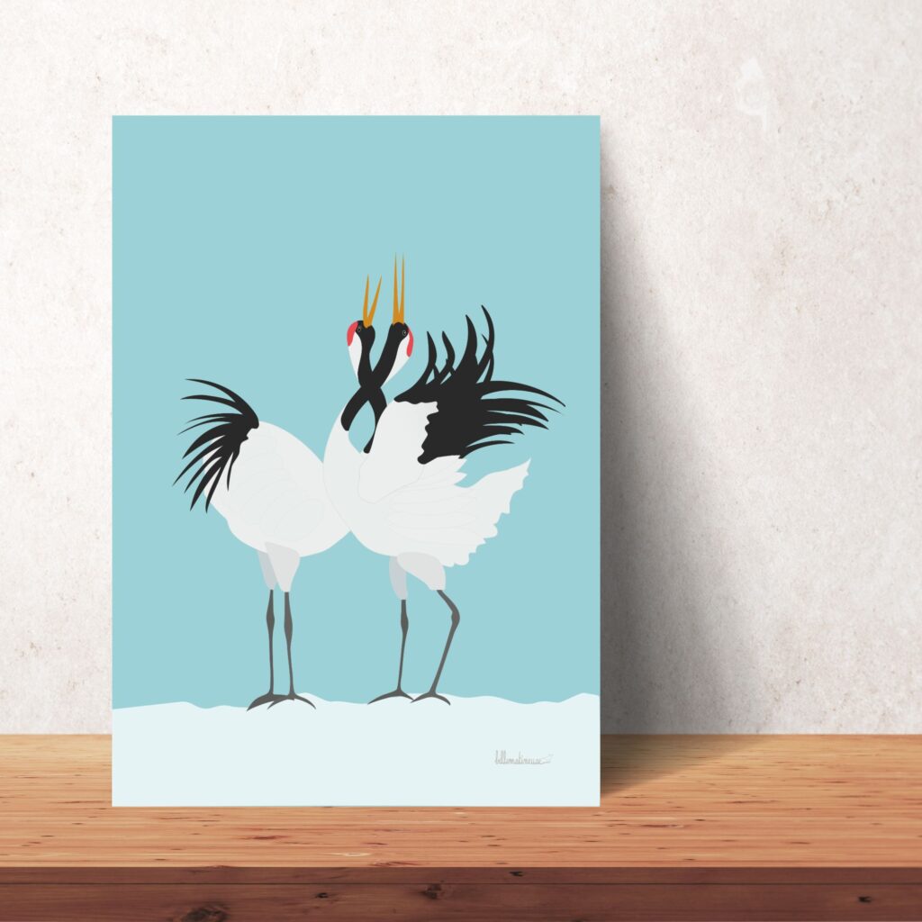 Affiche Parade nuptiale Grues du Japon