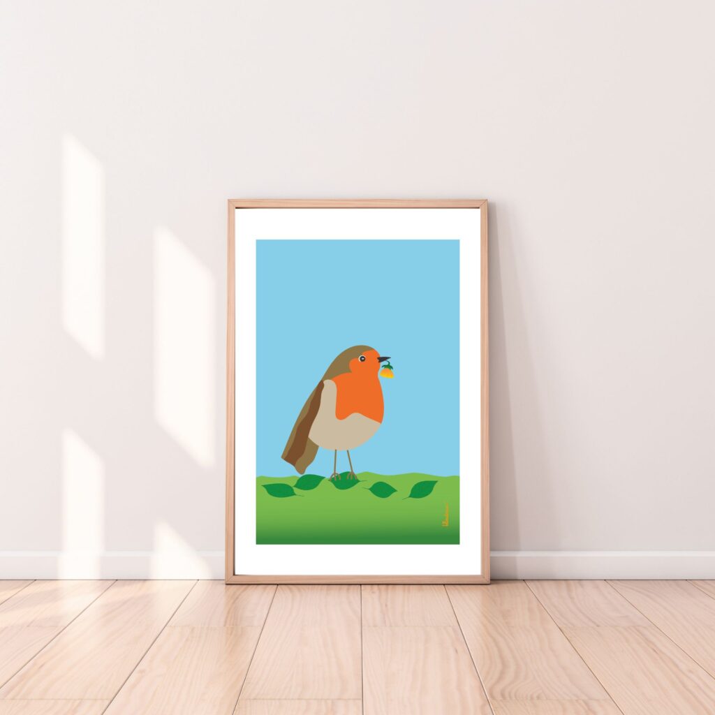 affiche déco rouge-gorge ; robin poster wall print