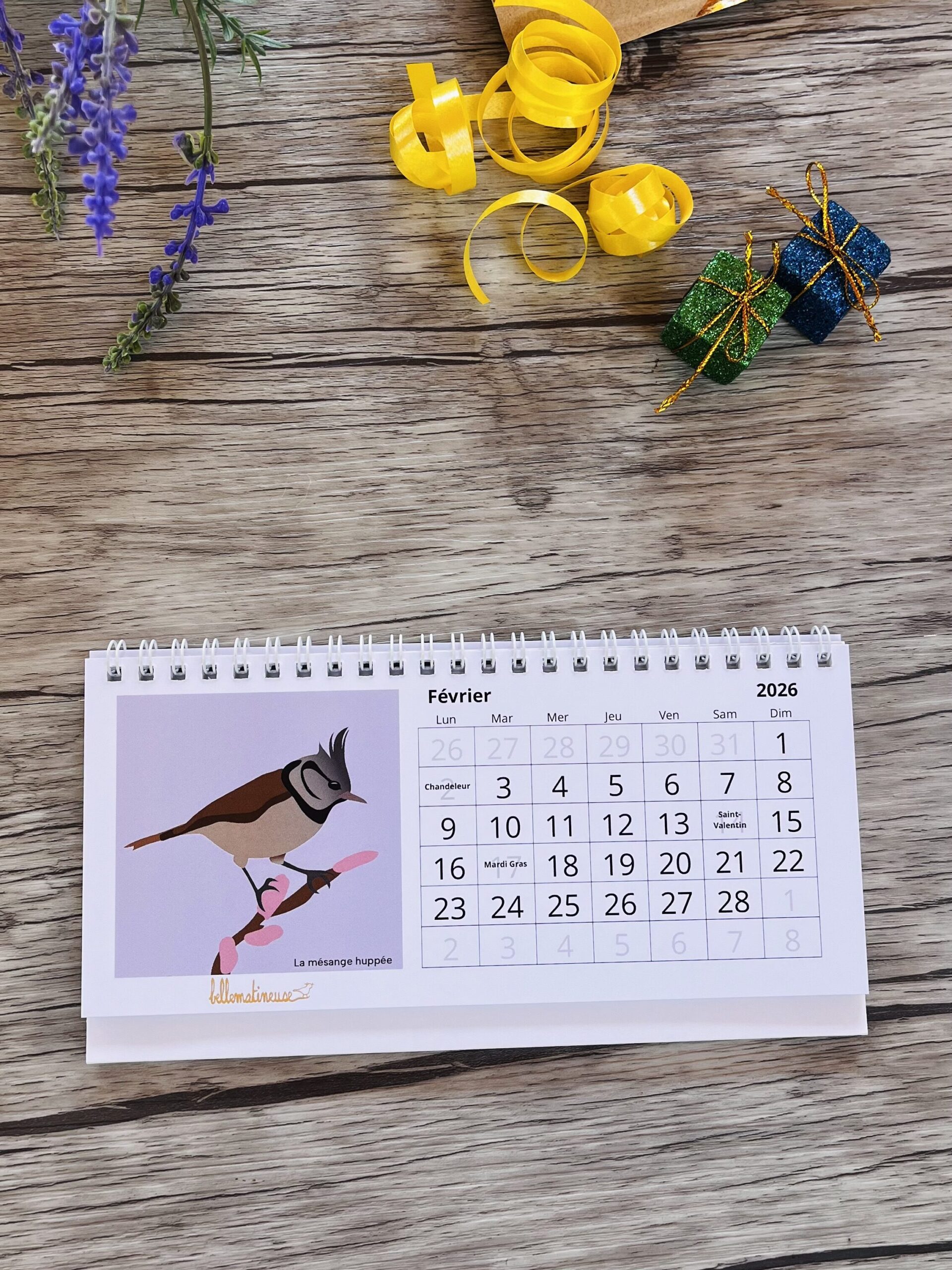 calendrier oiseaux du lardin la mésange huppée