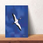 Affiche déco inspirante Grue du Japon en vol ciel bleu