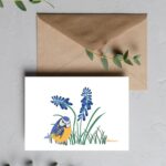 carte mésange bleue muscari