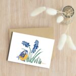 carte mésange bleue muscari