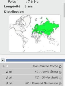 site oiseaux.net pour apprendre à reconnaître les oiseaux : carte de répartition